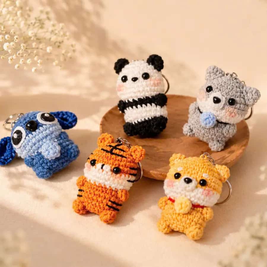 Móc khóa len size S nhiều mẫu dễ thương