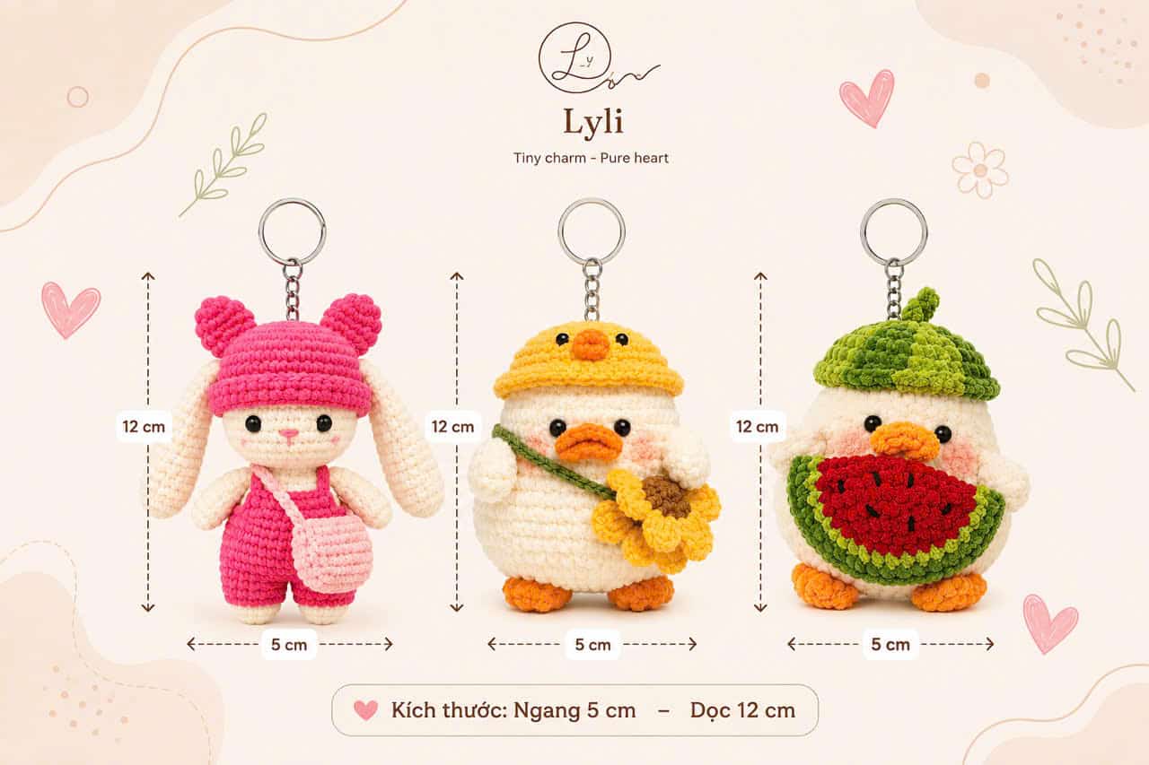 Móc khóa len Size L handmade cao 12 cm của LyliShop